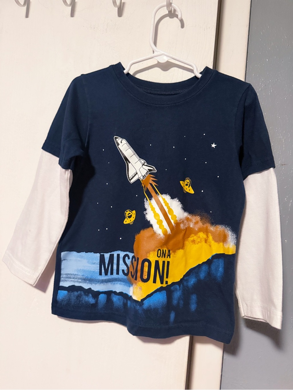 Toddler Boys Navy 'On a Mission' Layered-Look Space Tee